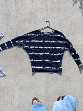 SHEIN Navy Tie Dye Long Sleeve Top | Size Medium